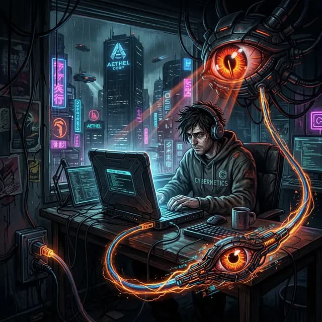 A stylized image of an IT admin or boss monitoring a remote worker's data connection