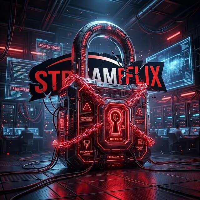 Digital padlock blocking a streaming service logo